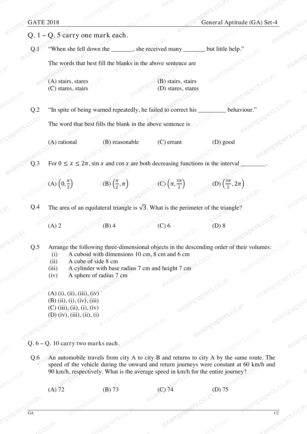 GATE IN 2018 · Paper 1, original page 1
